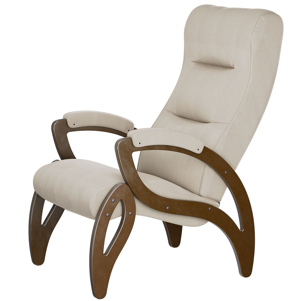 Кресло для отдыха Мебелик Весна Компакт Ткань ультра санд, каркас орех антик  #1