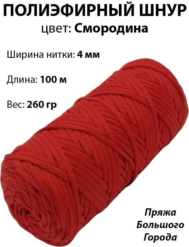 Полиэфирный шнур для рукоделия/вязания 4мм. Цвет: Смородина  #1