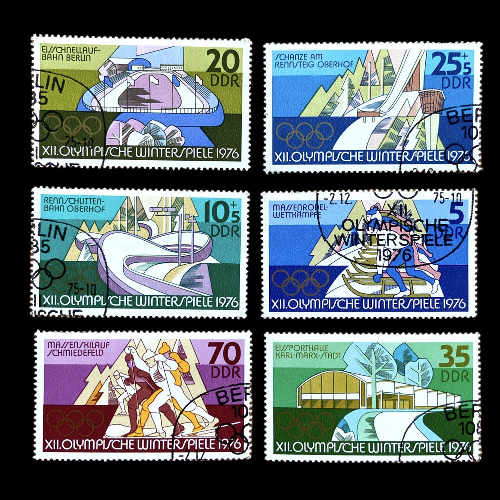 Набор почтовых марок "XII Зимние Олимпийские игры". ГДР 1973 год. 6 штук  #1