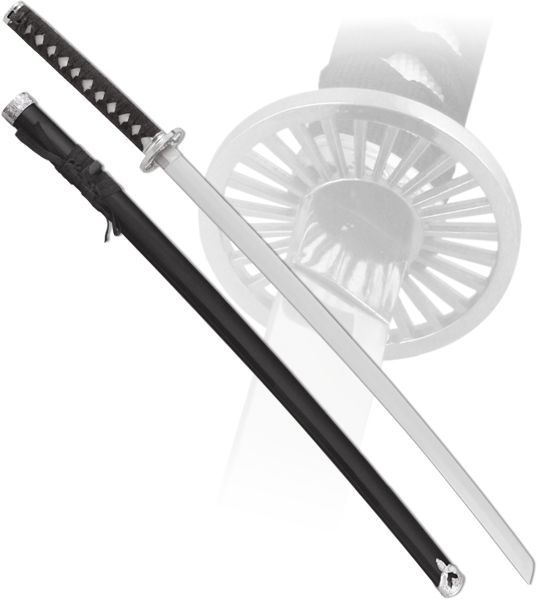 Меч самурайский, ножны черные, гарда "серебряное солнце", длина 100 см  #1