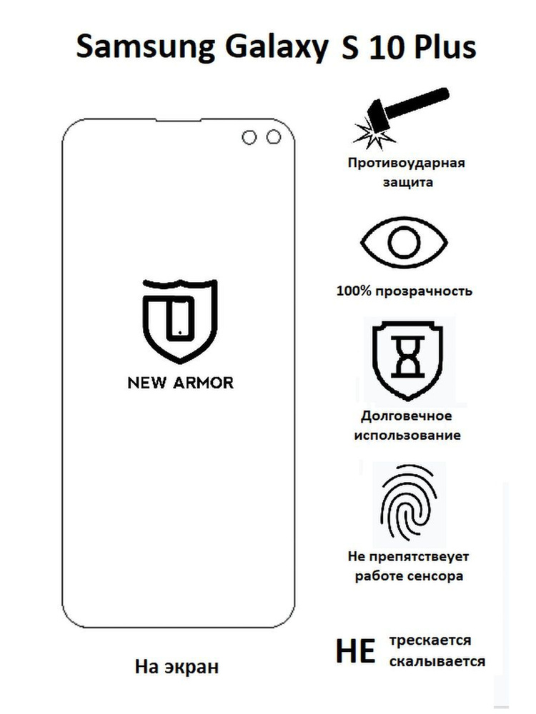 Полиуретановая защитная пленка на Samsung Galaxy S 10 Plus / Самсунг Гaлакси S 10 Плюс / S 10+  #1