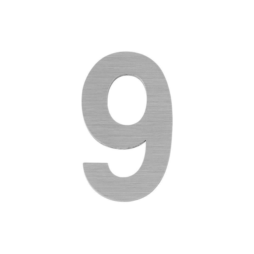 Цифра Fuaro самоклеящаяся из нерж. стали № 9, матовый хром, SS304 (50х30)  #1