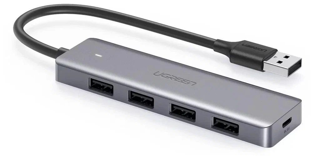 USB-концентратор UGreen 50985, разъемов: 4, серебристый #1