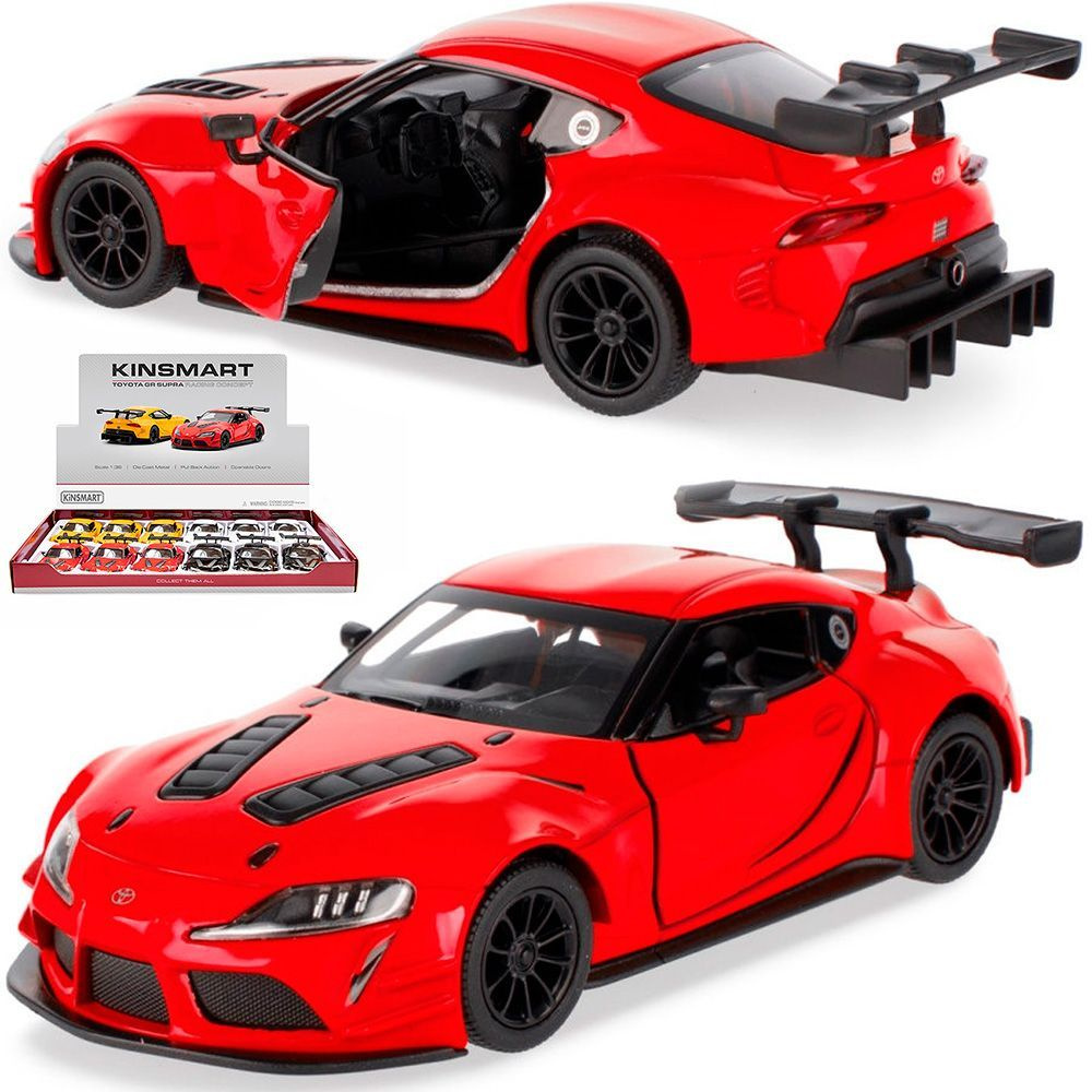 Металлическая машинка Kinsmart 1:36 Toyota GR Supra Racing Concept KT5421D, инерционная / Красный  #1