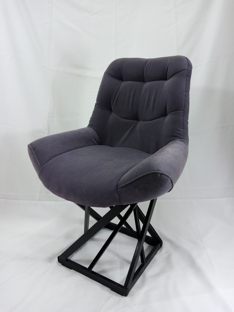 Стул Лофт Crown Grand Антикоготь флок серо-фиолетовый, каркас черный (высота сиденья 48 см)  #1