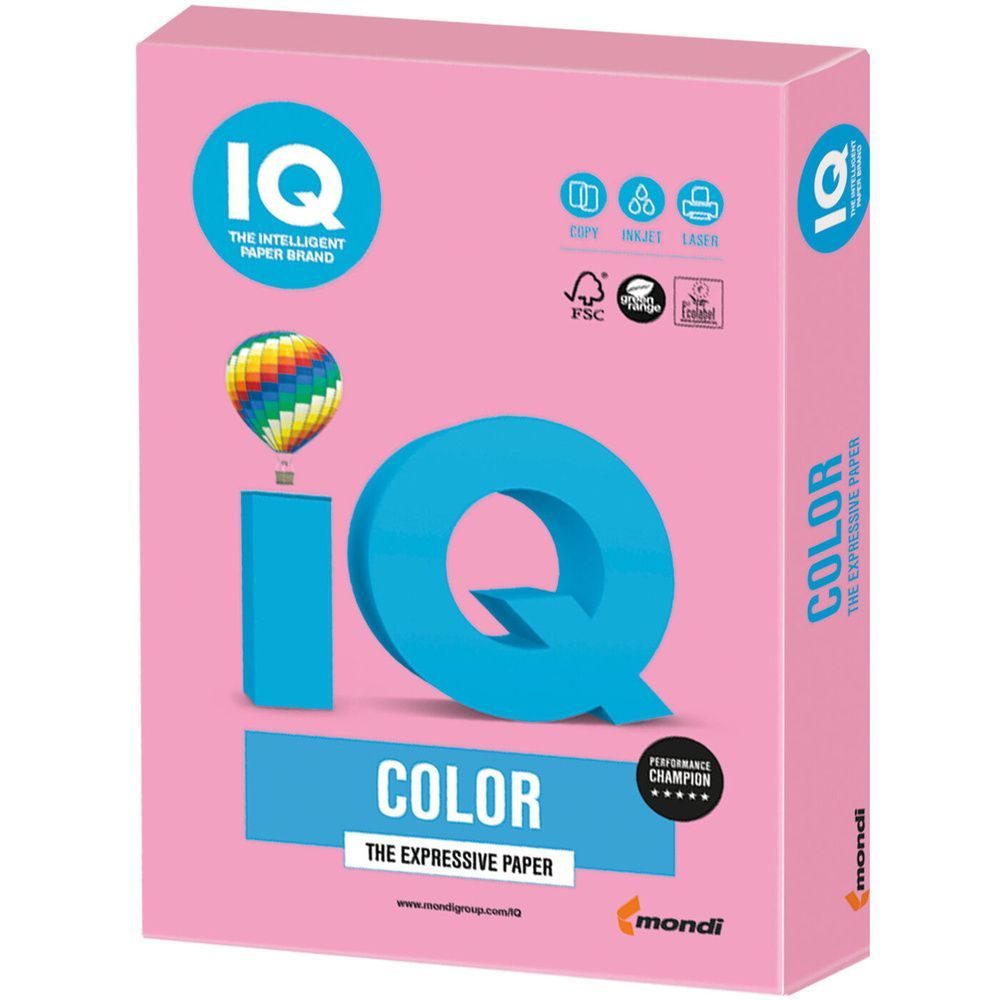 Бумага цветная IQ color, А4, 160 г/м2, 250 л., розовая пастель PI25 #1