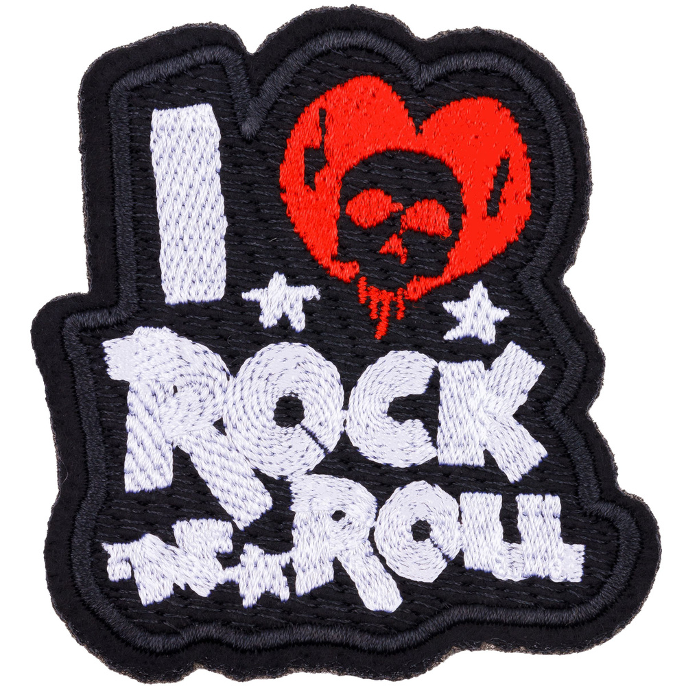 Нашивка, шеврон, патч (patch) I love rock n' roll Я люблю rock n' roll, размер 7*7,5 см  #1