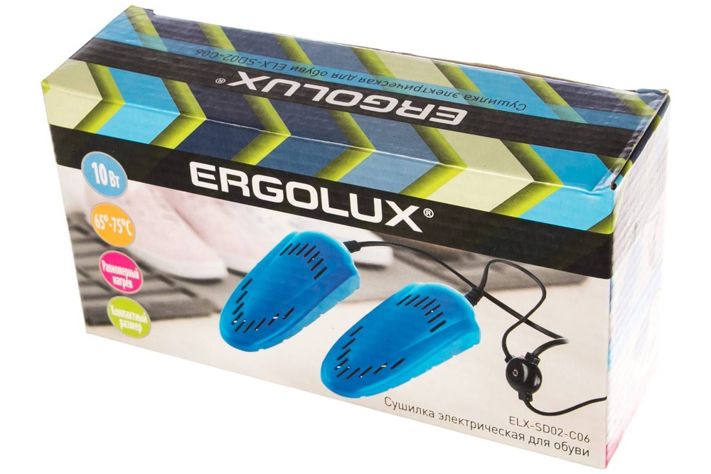 Электрическая сушилка для обуви Ergolux ELX-SD02-C06, 10 Вт, 220-240 В, цвет синий, 1 шт  #1
