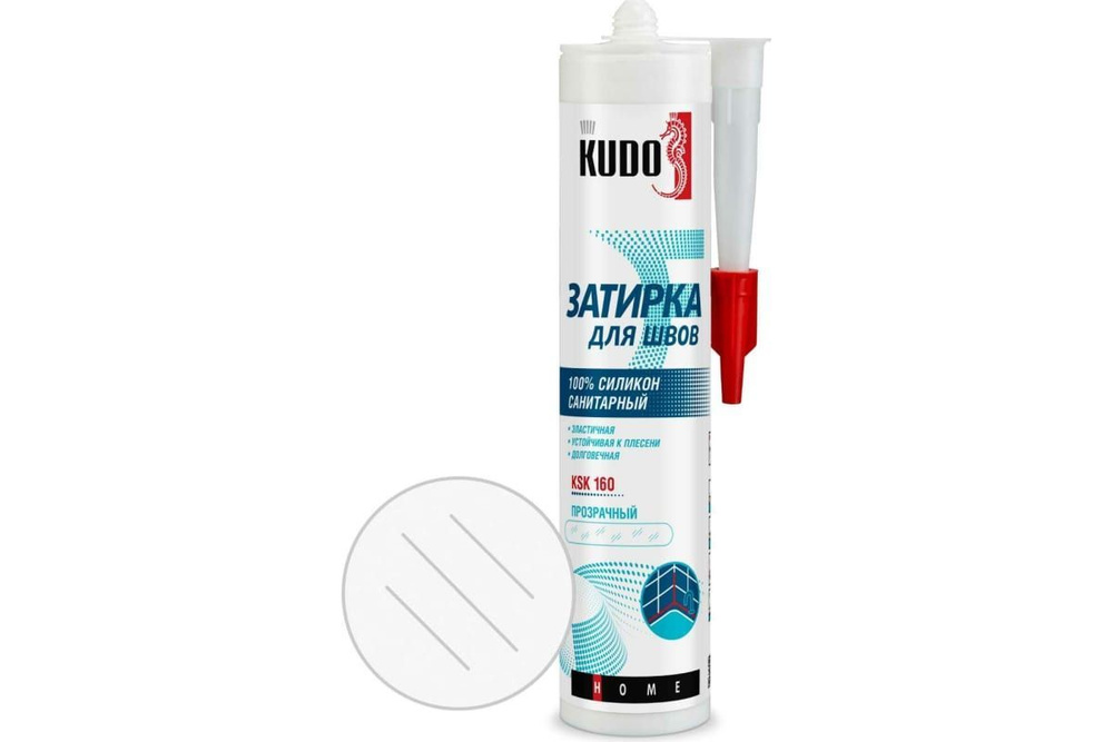 Герметик-затирка для швов силиконовый санитарный Kudo KSK-160 прозрачный, 280мл  #1