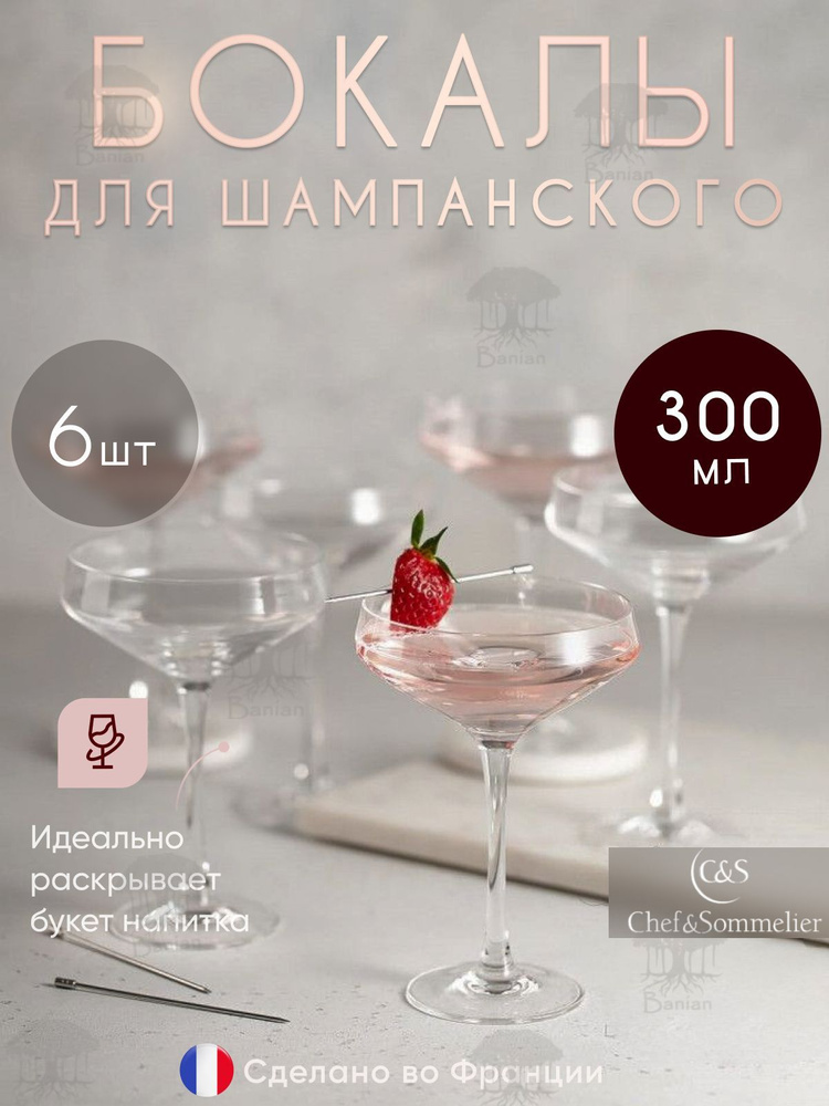 Набор бокалов для шампанского блюдце 300 мл 6 шт , N6815/6, Chef & Sommelier  #1