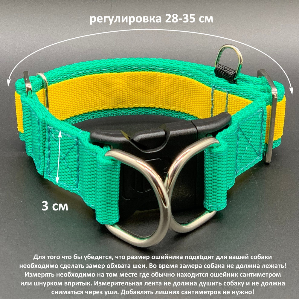 Ошейник на фастексе с регулировкой YkkaСollar для собаки, шириной 3 см на обхват шеи 28-35 см  #1