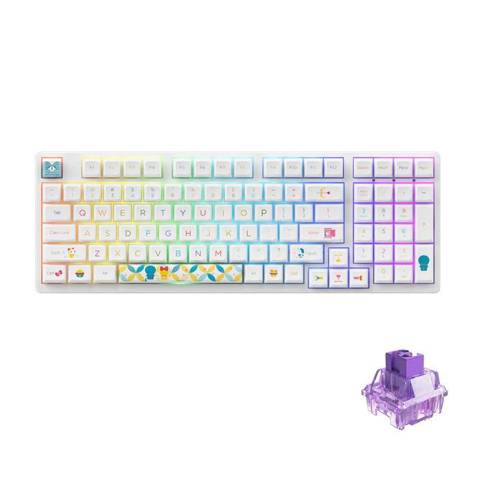 Игровая клавиатура AKKO 3098B Doraemon Rainbow 3 Modes RGB Hot Swap Akko CS Jelly Purple Switch,OSA profile #1