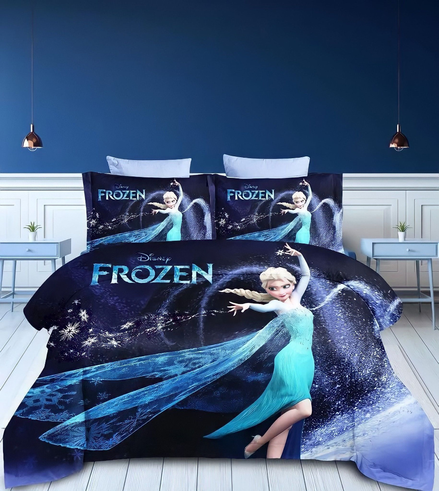 Детское постельное белье 1.5 спальное хлопок 100% Холодное сердце / Эльза и Анна (Frozen) / Детский комплект #1