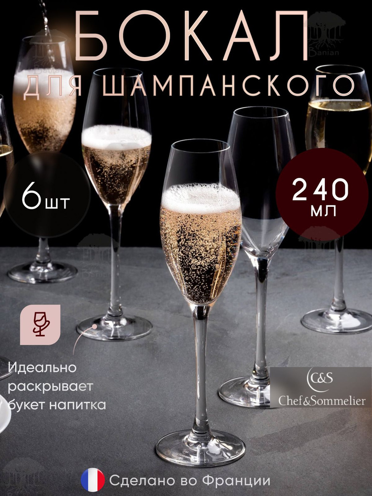 Набор бокалов для игристых вин 240 мл, 6 шт, P3787/6, Chef & Sommelier #1