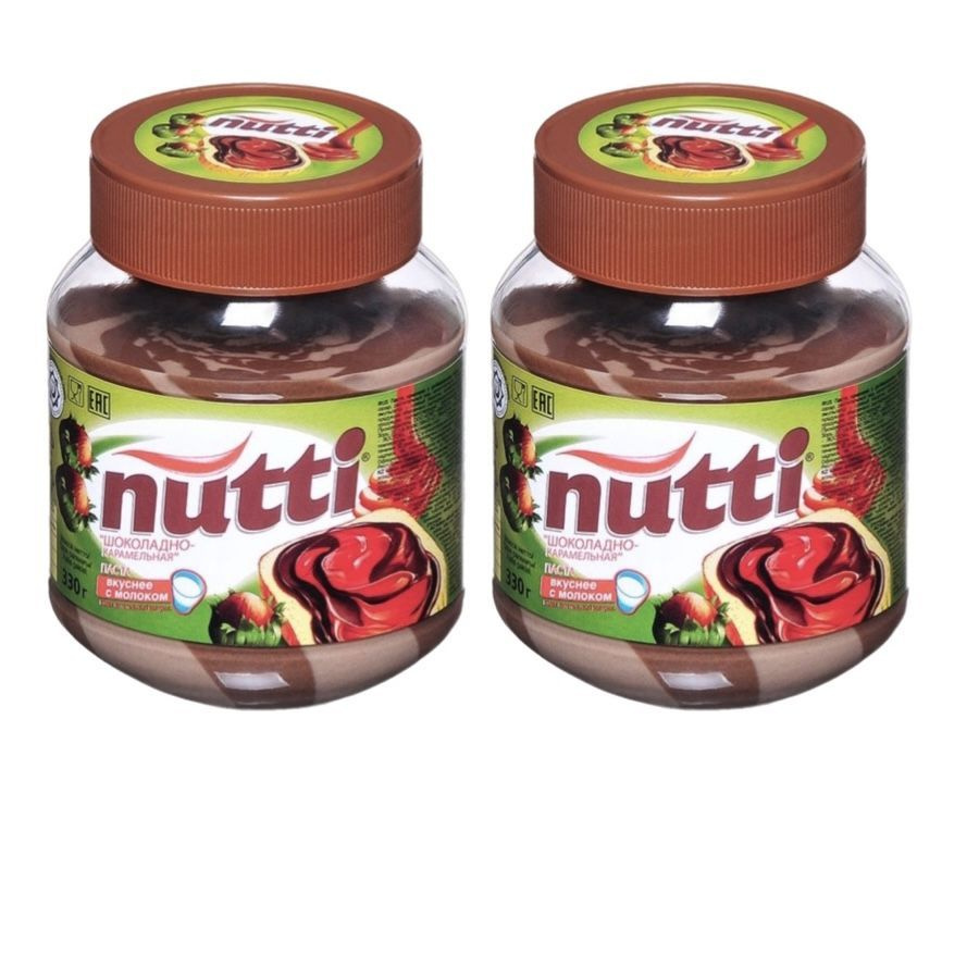 Nutti Паста ореховая шоколадно-карамельная с какао, 330 г х 2 шт  #1