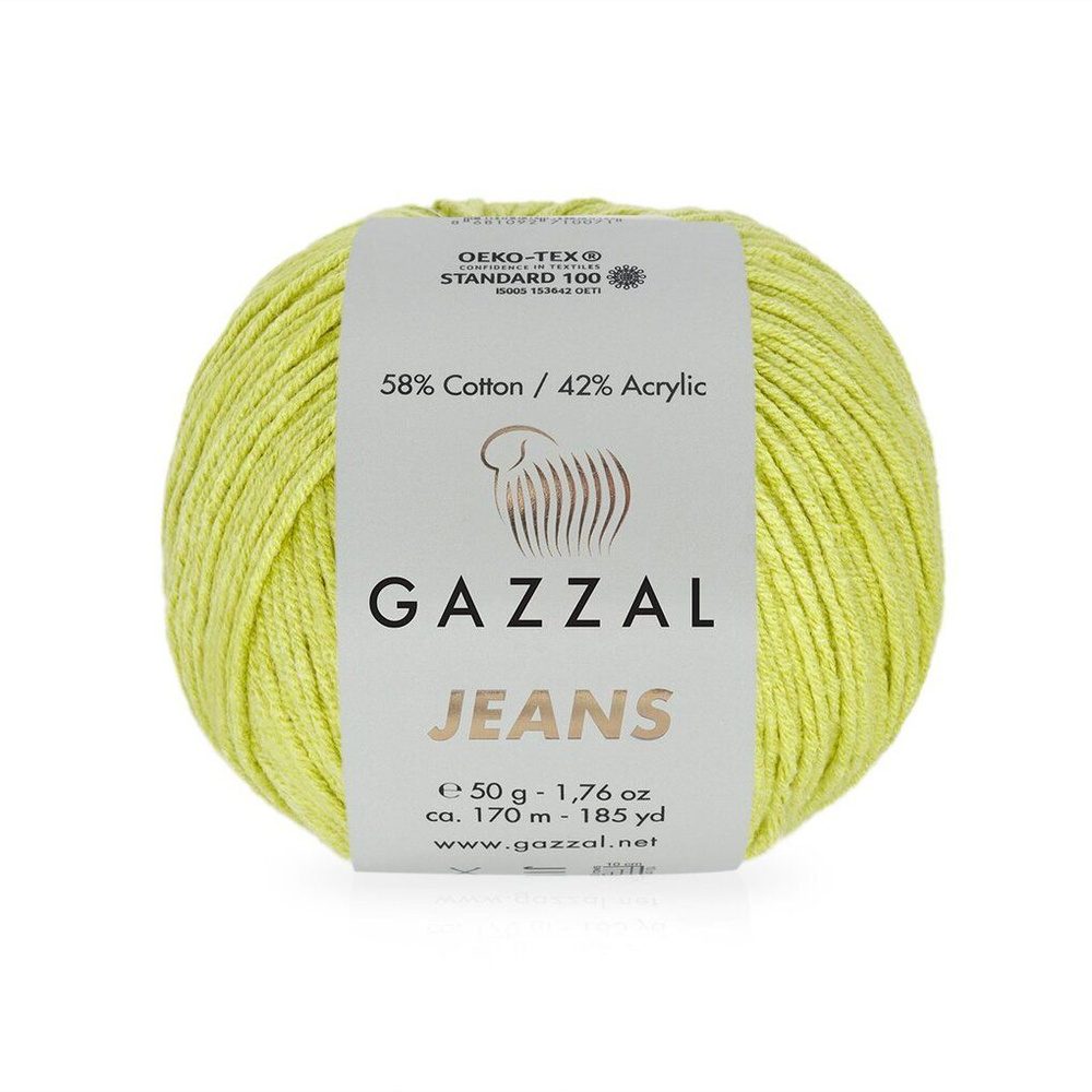 Пряжа Jeans Gazzal - 1 моток (170м, 50 гр), цвет 1126 фисташка #1