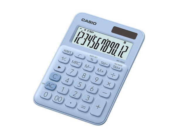 Калькулятор Casio MS-20UC-LB-W-EC/Компактный настольный калькулятор с большим 12-разрядным ЖК-дисплеем #1