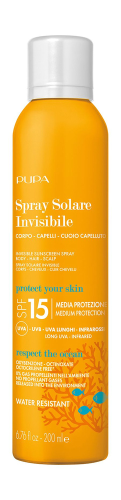 PUPA Солнцезащитный спрей для тела и волос Invisible Sunscreen Spray SPF15, 200 мл  #1