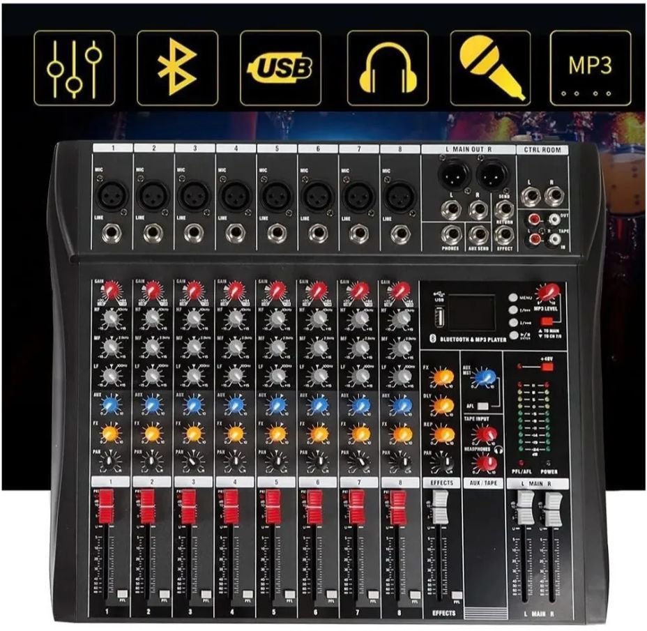 8-канальный Профессиональный микшерный пульт,Многофункциональный ...