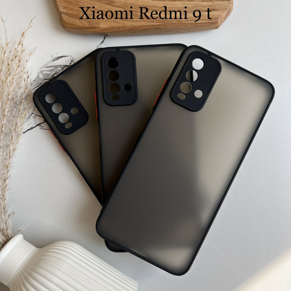 Чехол на Xiaomi Redmi 9T (редми 9Т), черный, прозрачный, защита камеры  #1