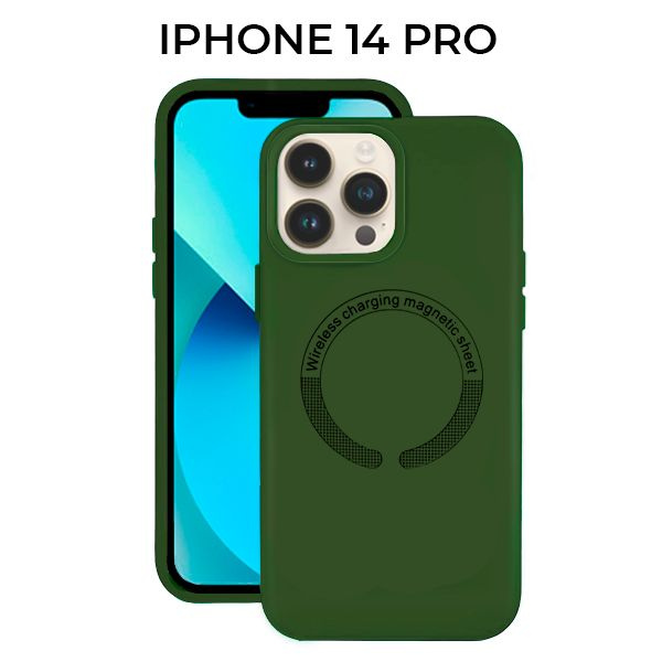 Силиконовый чехол для iPhone 14 Pro с MagSafe Krieger Magnetic тёмно-зелёный (Silicone case Магсейф для #1