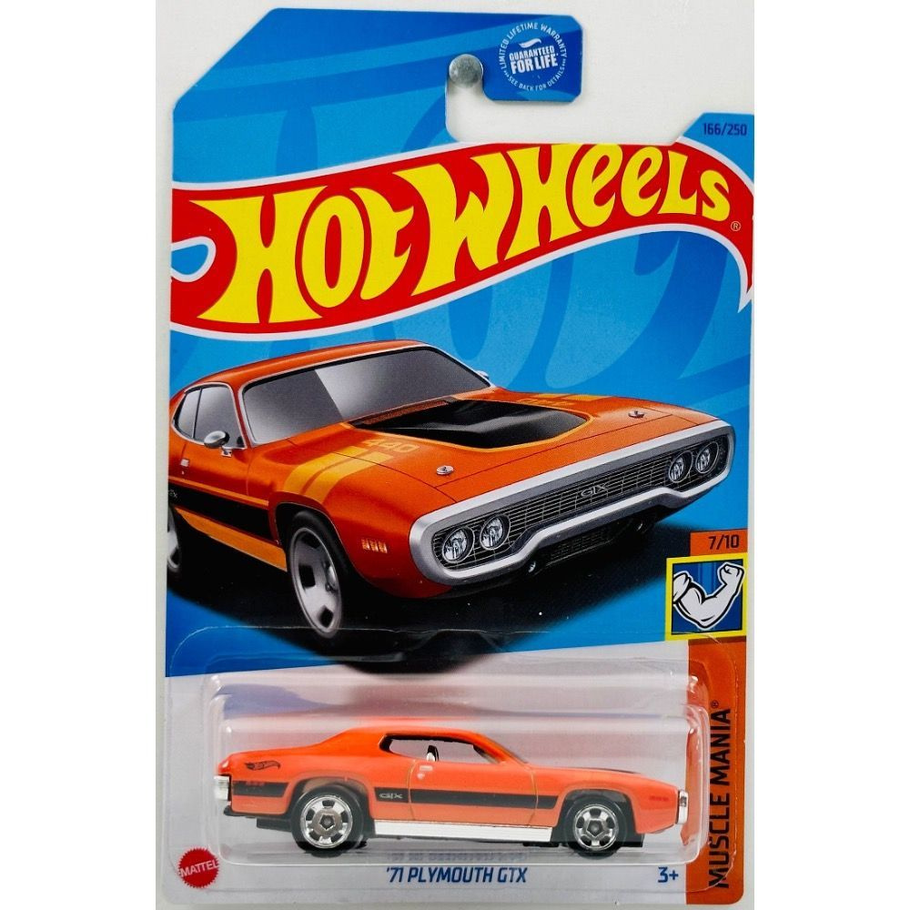 HKJ56 Машинка металлическая игрушка Hot Wheels коллекционная модель 71 PLYMOUTH GTX оранжевый  #1
