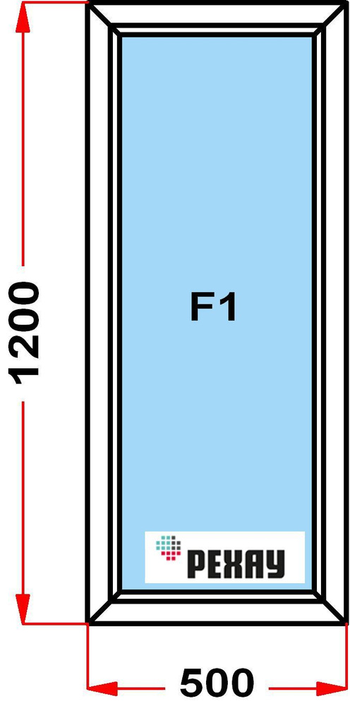 Окно пластиковое, профиль РЕХАУ BLITZ (1200 x 500), не открывающееся, стеклопакет из 3х стекол  #1
