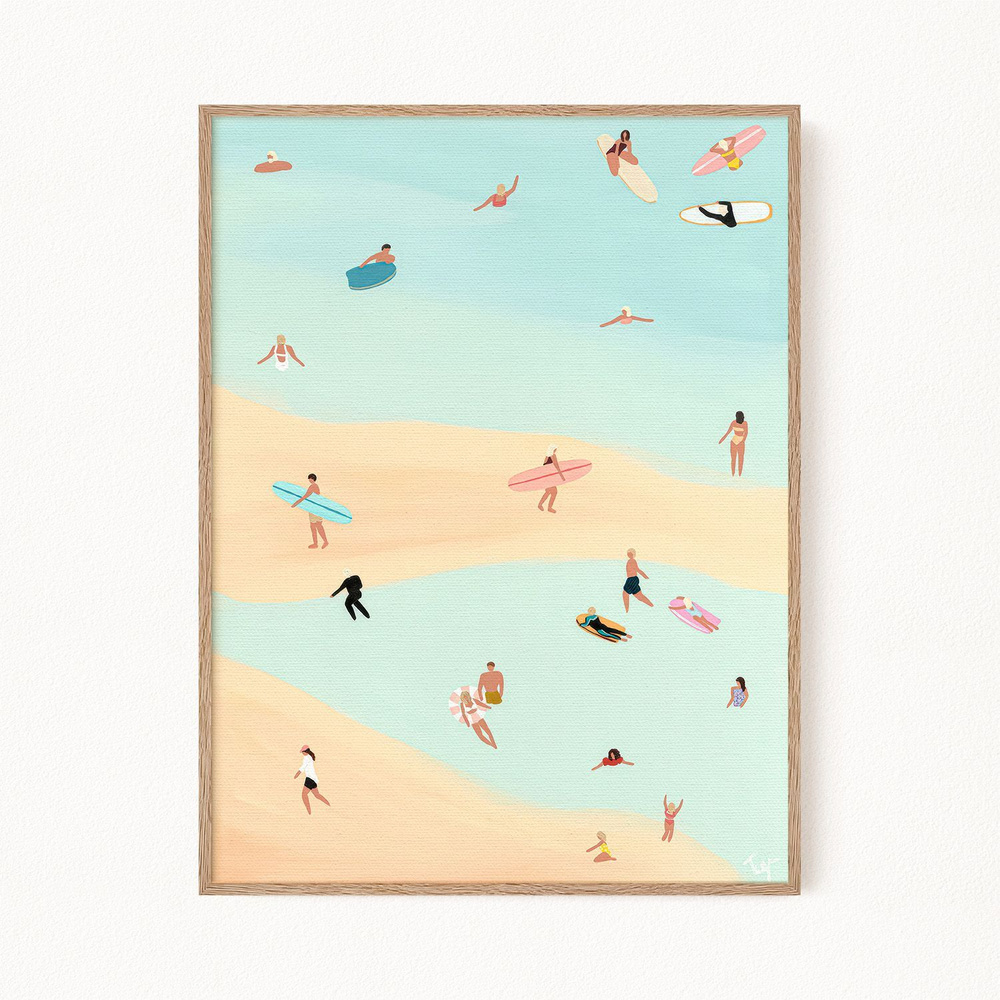 Постер для интерьера "Surfers on the Beach - Серфингисты на пляже", 30х40 см  #1