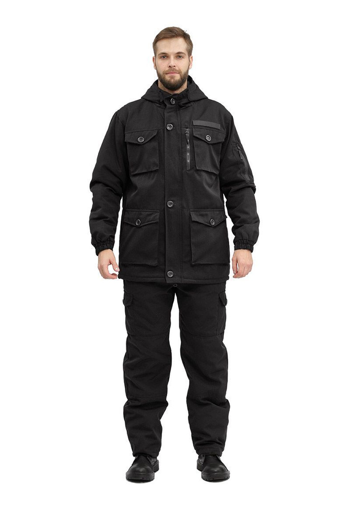 Костюм демисезонный "СУМРАК-ВЕСНА/ОСЕНЬ" куртка/брюки цвет: "Черный", ткань: Твил рип-Стоп  #1