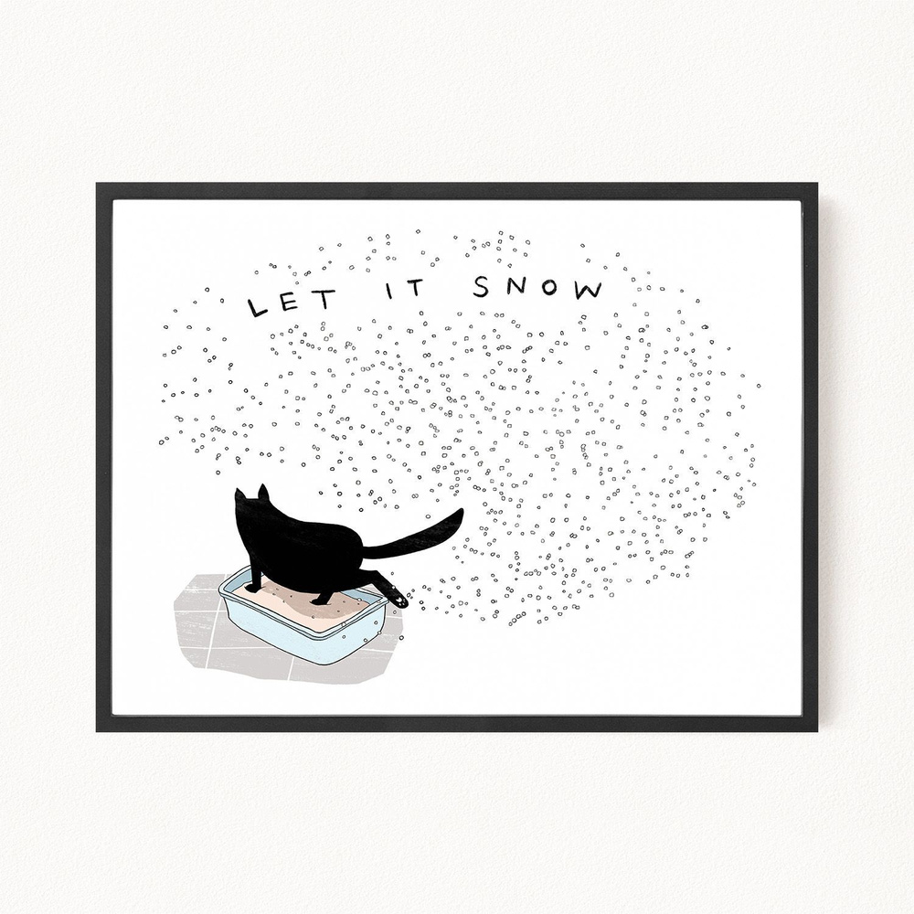 Постер для интерьера "Black Cat - Let it Snow", 30х40 см #1