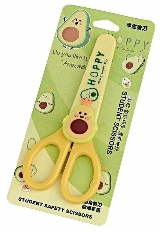 Hoppy Ножницы детские Авокадо 14см, с усилителем, европодвес, желтый  #1