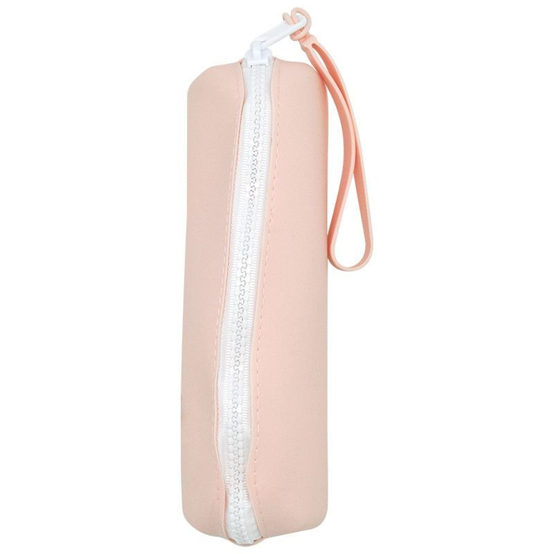 Пенал-косметичка школьный силиконовый розовый с белой молнией Joy.Yolife 19х5,5 см для девочек, для мальчикиков, #1