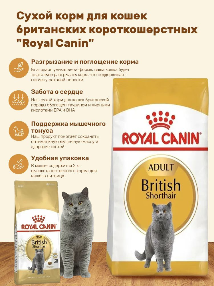 Сухой корм Royal Canin (Роял Канин) British Shorthair Adult для взрослой кошки породы Британская короткошерстная #1