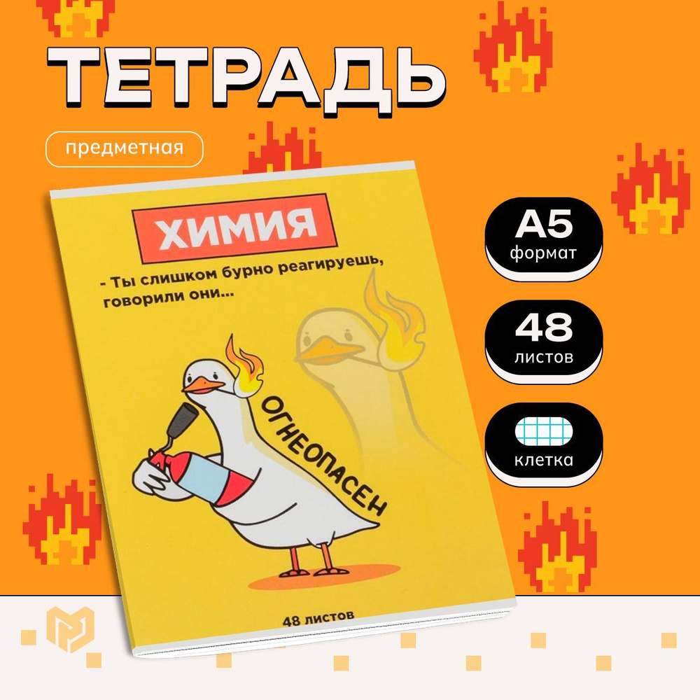 Тетрадь 48 листов в клетку "ПЕРСОНАЖИ", химия #1