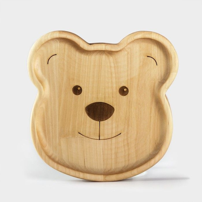 Менажница - тарелка деревянная Adelica "Медвежонок", 18x18x1,8 см, берёза  #1