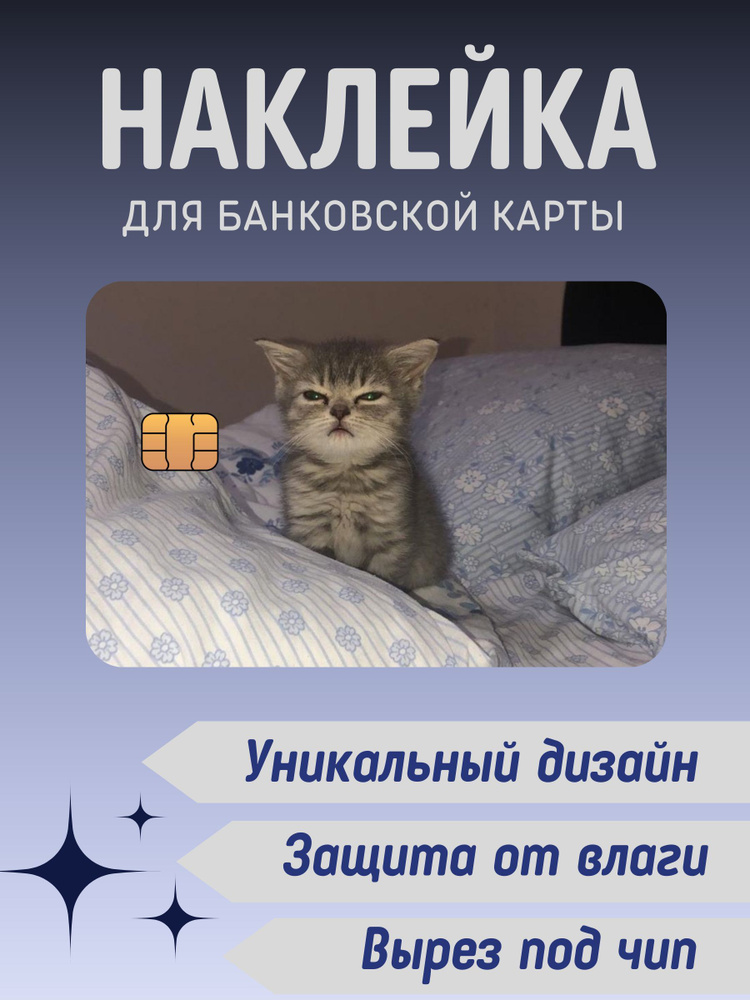 Наклейка на банковскую карту МЕМ Сонный Котик #1