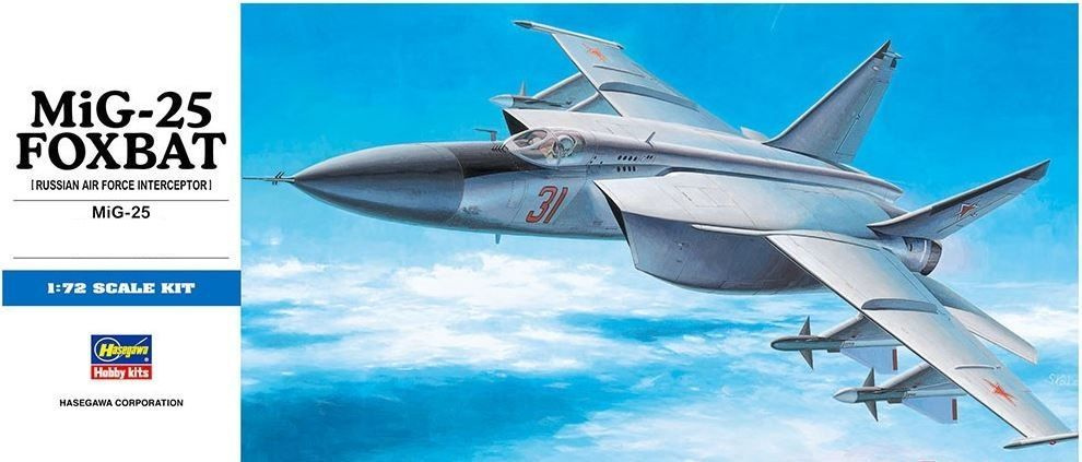 Сборная модель Советский истребитель-перехватчик Миг 25 M-25 MiG-25 FOXBAT 00434 Hasegawa D4 Russian #1