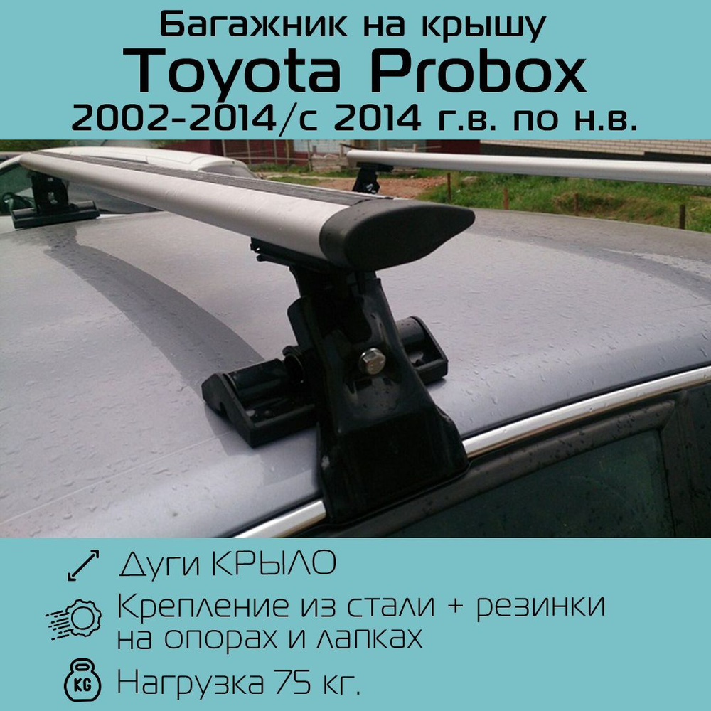 Багажник Inter D-1 на гладкую крышу для Toyota Probox 2002-2014 / 2014- крыловидный 130 см. / Багажник #1