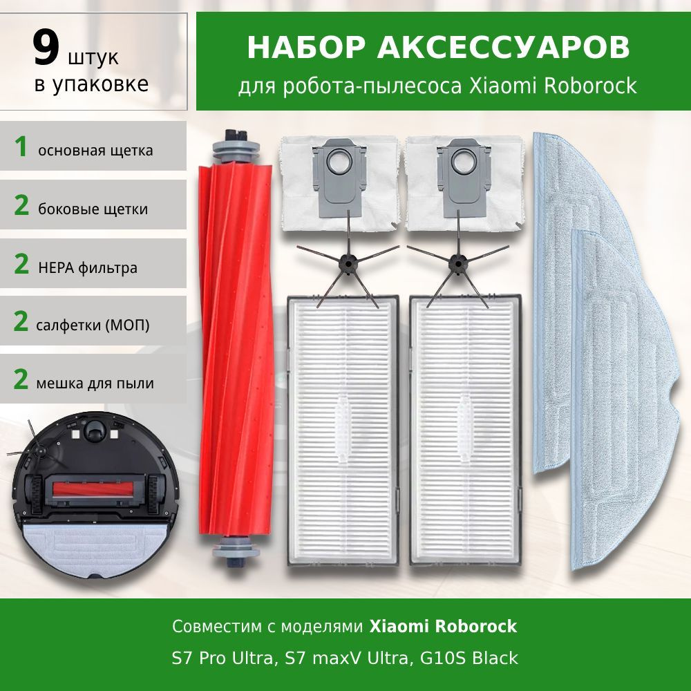 Комплект аксессуаров для робота-пылесоса Roborock S7 Pro Ultra, S7 maxV Ultra, G10S (BLACK)  #1