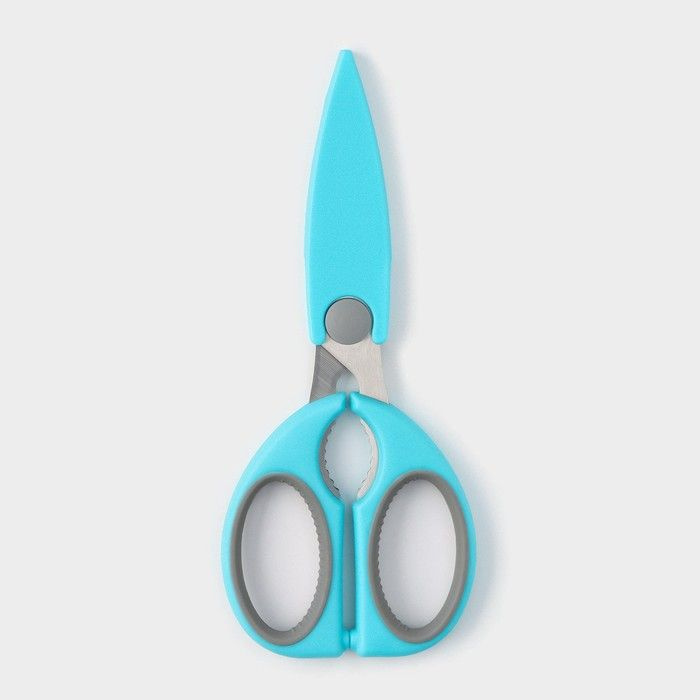 Ножницы кухонные Доляна Эльба, 22 см, цвет голубой #1