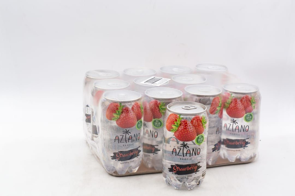 Газированный напиток Азиано Клубника (Aziano Strawberry) 350 мл Упаковка 12шт.  #1