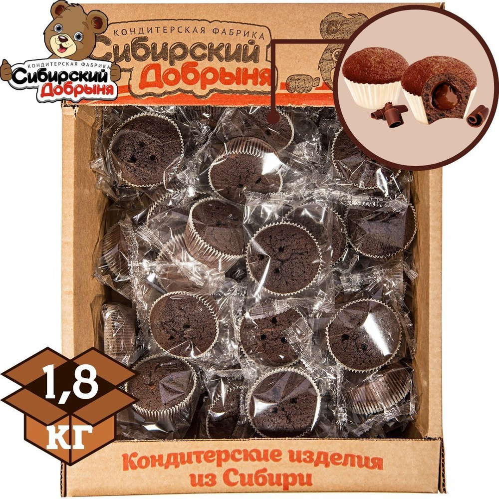 МАФФИНЫ с начинкой со вкусом шоколада 1,8 кг / мишка в малиннике / Сибирский добрыня  #1