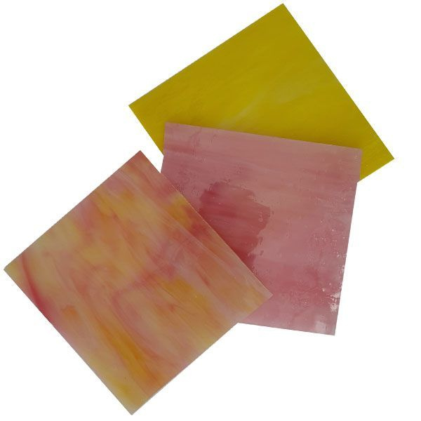 Цветное стекло для мозаики и витражей Тиффани Pink Sunset Color 3 шт. 10 на 10 см.  #1