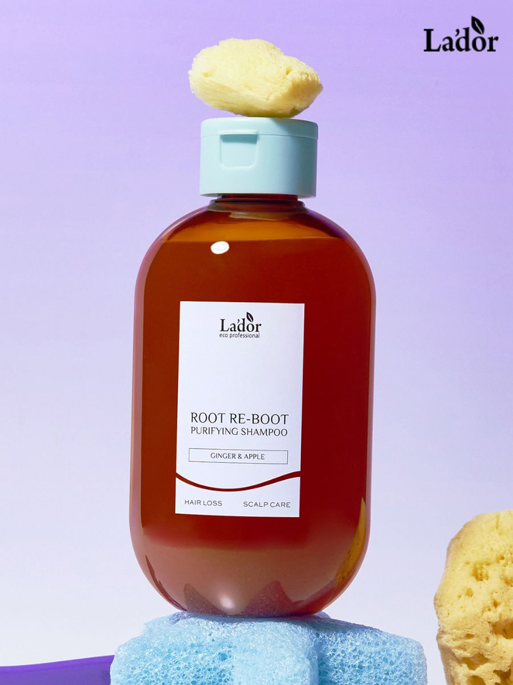 Lador Шампунь для чувствительной и жирной кожи головы с имбирем и яблоком Root Re-Boot Purifying Shampoo #1