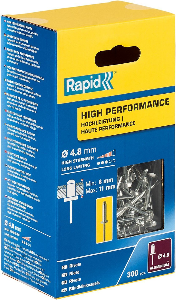 Алюминиевая высокопроизводительная заклепка RAPID R:High-performance-rivet 4.8х14 мм, 300 шт (5001437) #1