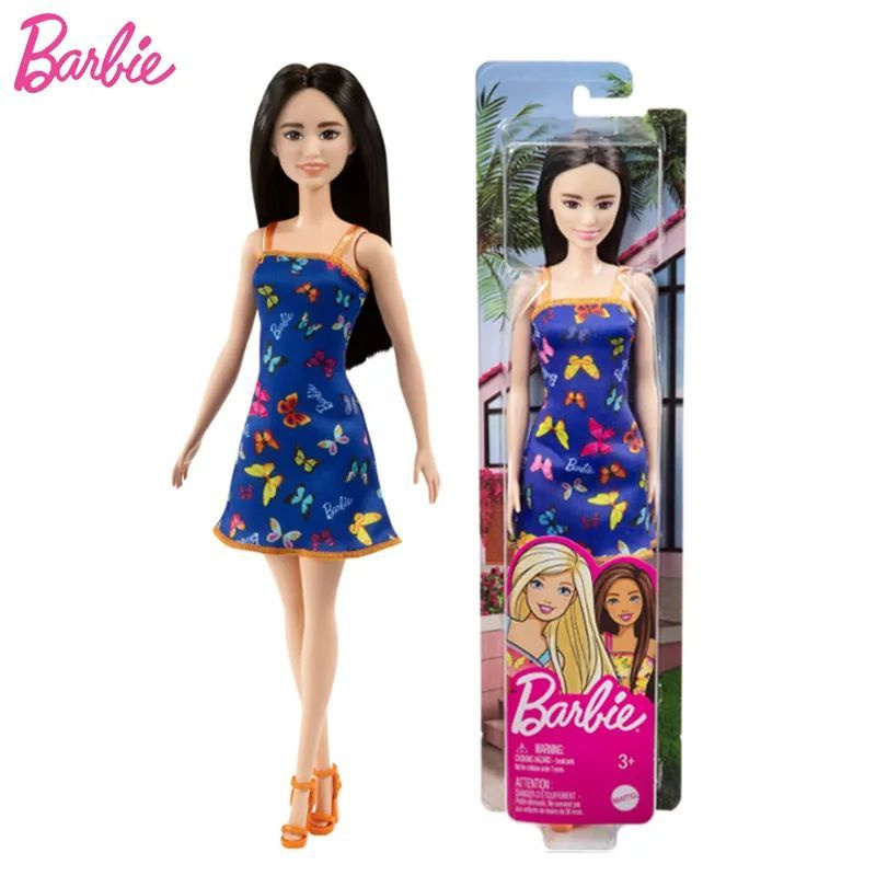 Кукла Barbie Модная одежда, стильное синее платье с бабочками HBV06  #1