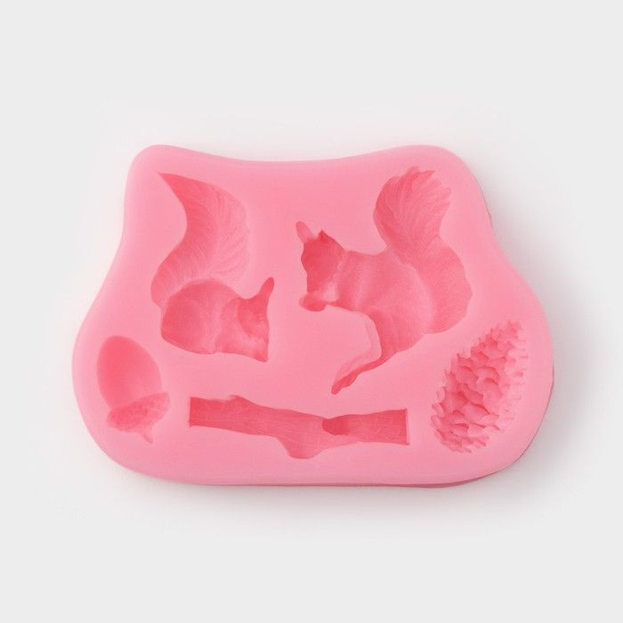 Молд Доляна Белочка и орешки, силикон, 10 7 1,5 см, цвет розовый  #1