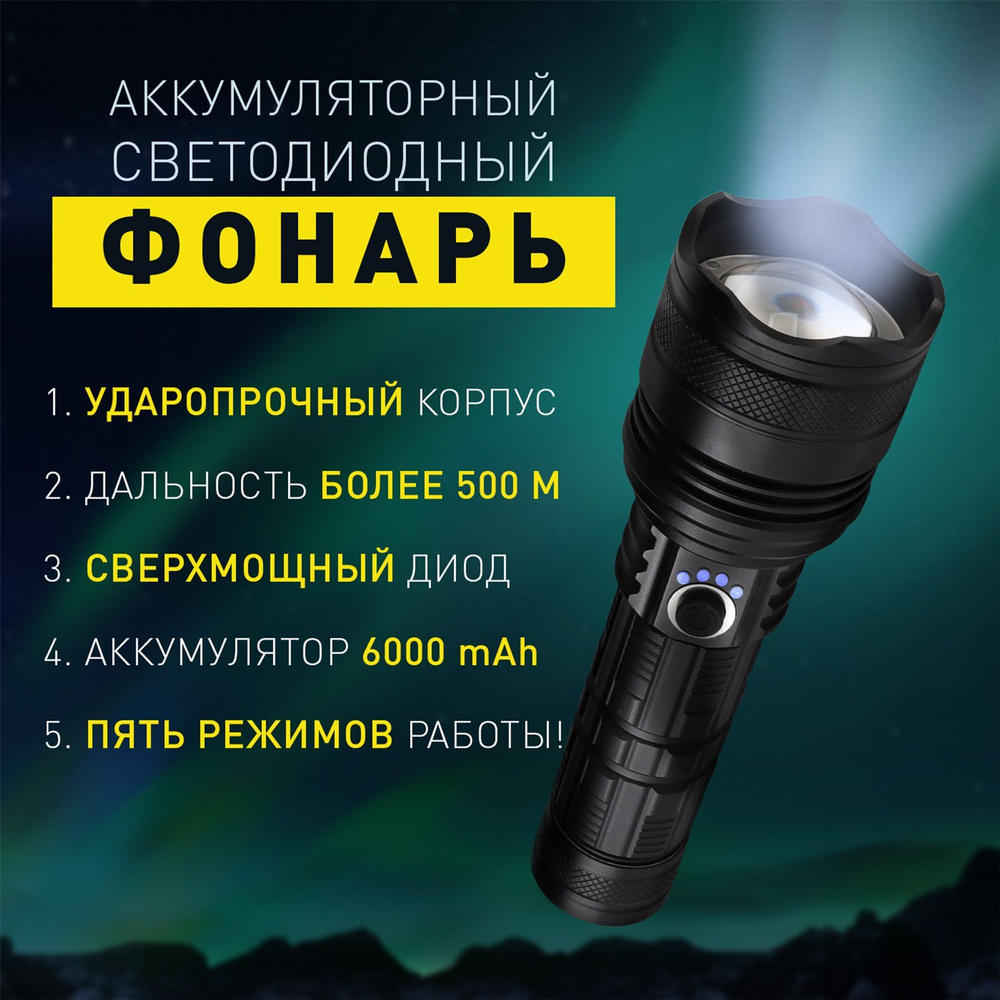 Аккумуляторный светодиодный фонарь Smartbuy CREE XHP-90 30Вт с системой фокусировки луча (SBF-40-K), #1