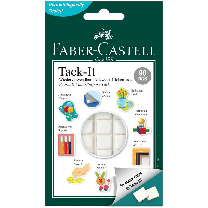 Масса для приклеивания Faber-Castell "Tack-It", 90 кубиков, 50г., картон. уп., европодвес  #1