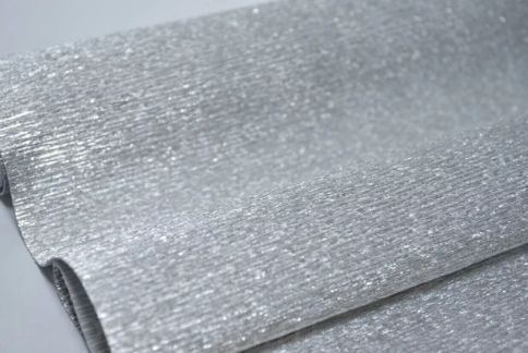 Гофрированная бумага металл 50см*2,5м (Италия) 802 серебро #1